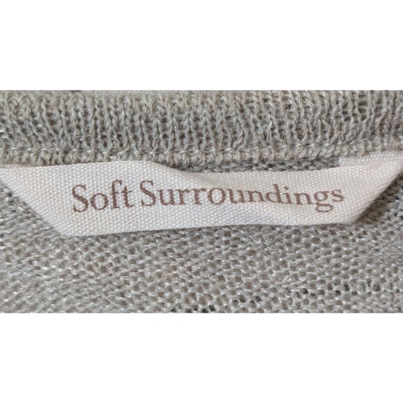 Soft Surroundings Sweater Medium   Heather Gray  Gold Statement Zip  Great - Picture 2 of 14